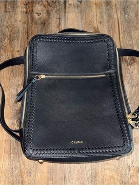 CALPAK Women’s Black Leather Backpack Kaya Laptop Travel Bag